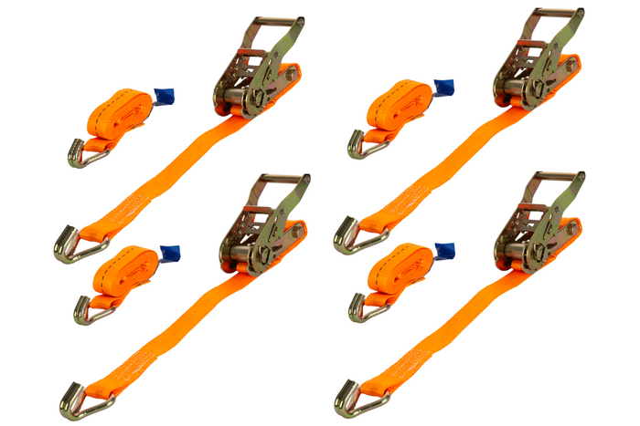 Set de patru benzi de transport UNITRAILER 2m/25mm/1t portocalii cu tensionator