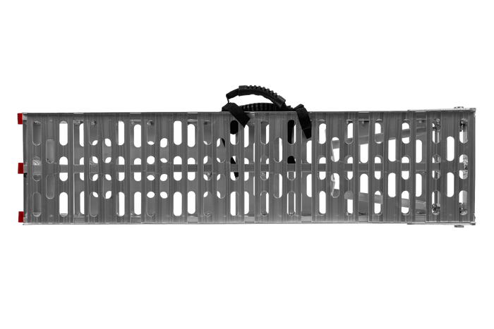Rampe pliabile UNITRAILER ALR003 rampe din aluminiu pentru remorci 221cm 680kg cu centură și suport, set de 2