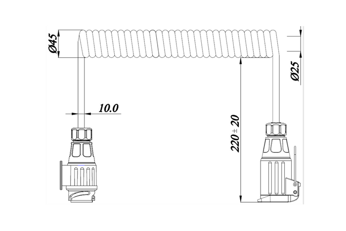 Cablu electric spiralat KAMAR E1384-A 1,5 m ștecher/priză 12V 13PIN