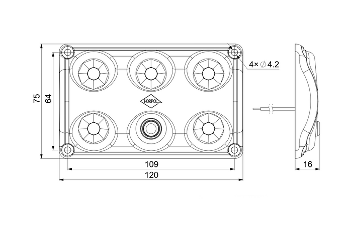 Lampă auto interioară neagră cu LED 900lm HORPOL LWD2153/CZ și întrerupător