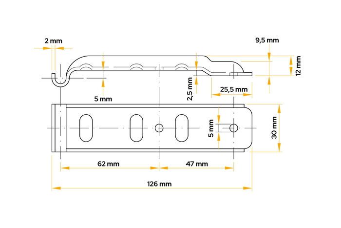 Cârlig lateral cu clemă UNITRAILER BV 10-1+BVG 10-B închidere laterală completă pentru remorcă