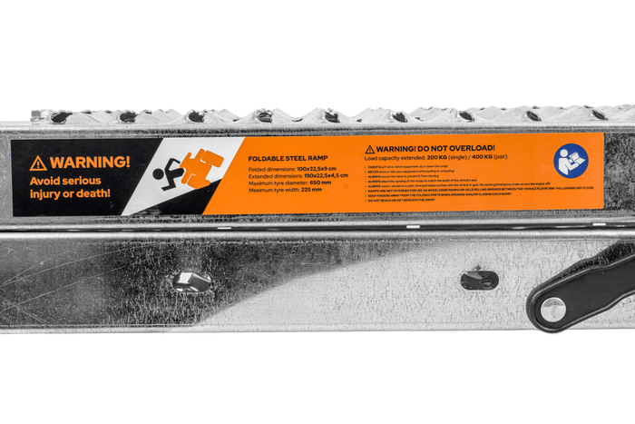 Rampe pliabile UNITRAILER ALR004B din oțel pentru remorci 190 cm 400 kg set de 2