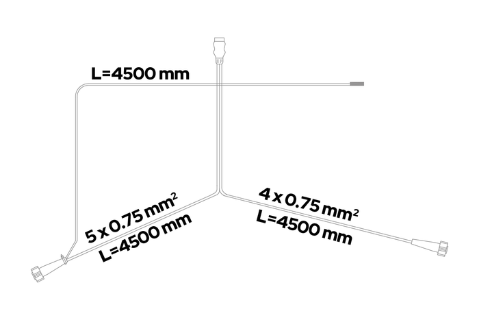 Set de lumini: lumini spate ASPÖCK MULTIPOINT V + lumini de degajare laterale ASPÖCK FLEXIPOINT I + cablaj ASPÖCK 4,5m 7-PIN