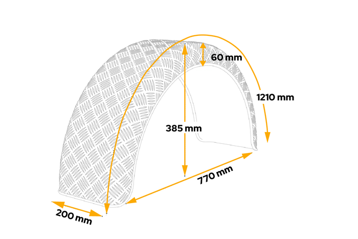 Apărătoare de noroi pentru remorcă 14-15" DOMAR D29122 arcadă roată 770/200mm