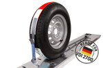 Set de patru benzi de transport pentru remorci HEFFA CARLINE 130, benzi de fixare a roților 2,8 m/35 mm/3 t VDI 2700