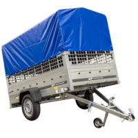 Remorcă auto pe arcuri 230x125 UNITRAILER GARDEN 230/R KIPP cu laterale din plasă, cadru H-800 și prelată albastră