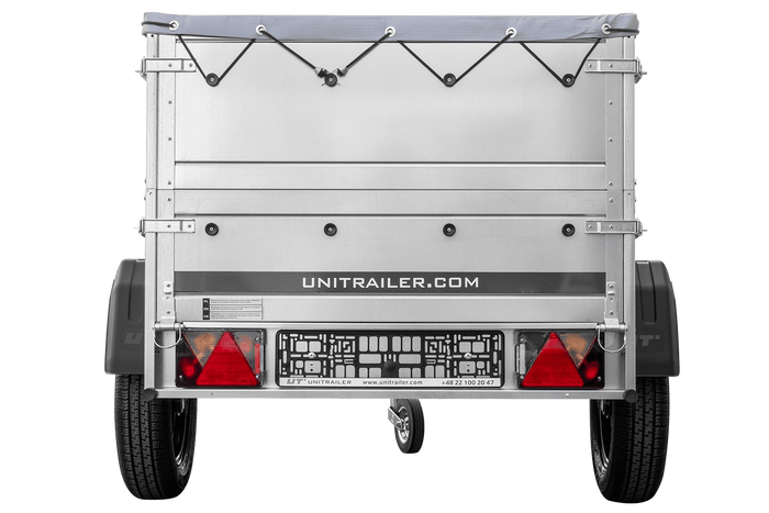 Remorcă ușoară 150x106 UNITRAILER GARDEN 150 KIPP cu laterale BIS și prelată gri
